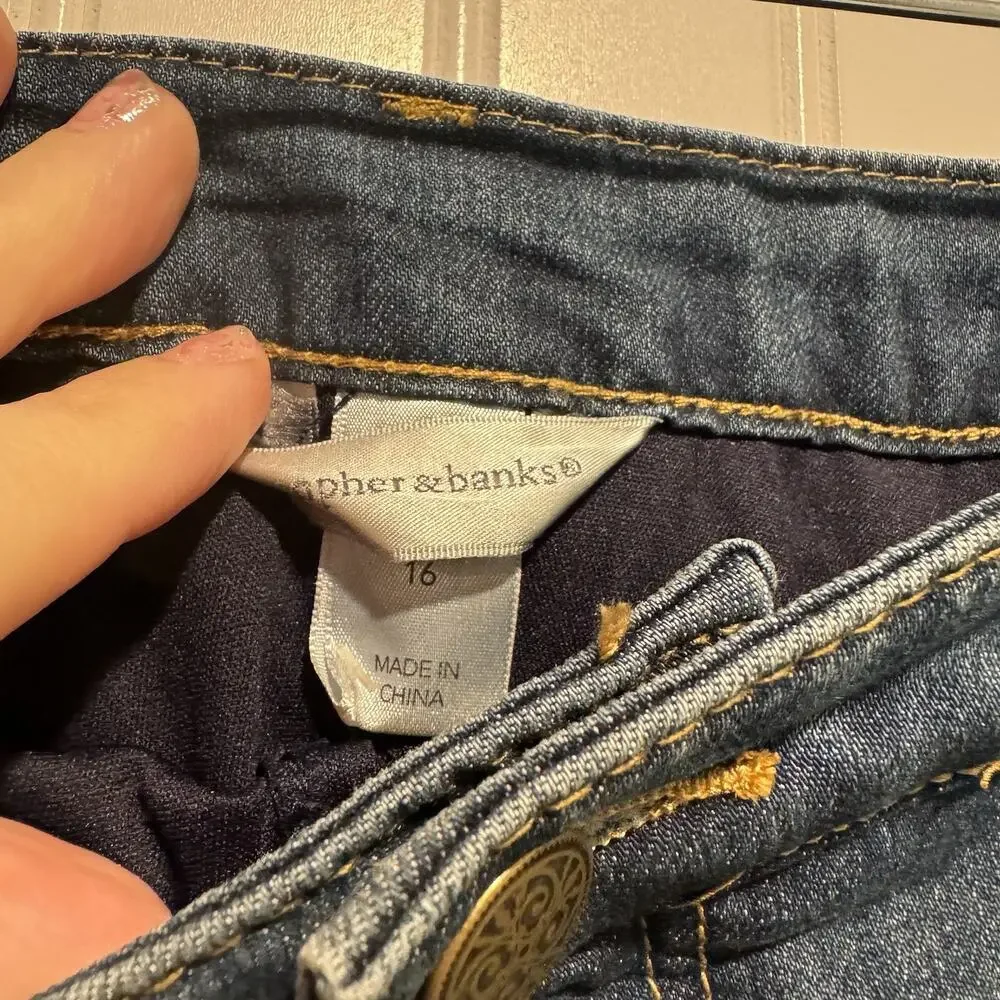 Christopher Banks Denim Skort Skirt Released Hem NEW Size 16